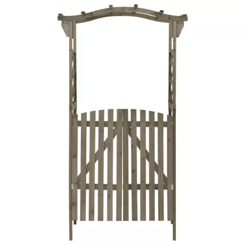  szürke tömör fenyőfa pergola kapuval 116 x 40 x 204 cm
