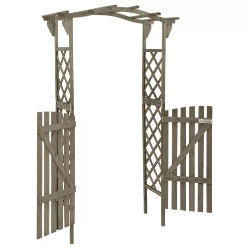  szürke tömör fenyőfa pergola kapuval 116 x 40 x 204 cm
