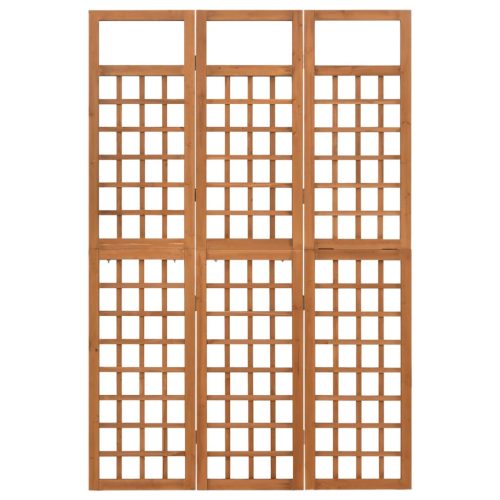  3 paneles tömör fenyőfa térelválasztó/lugasrács 121 x 180,5 cm