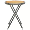  szürke polyrattan és tömör akácfa teázóasztal 60 cm