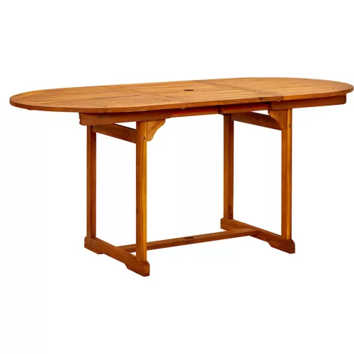  tömör akácfa kerti étkezőasztal (120-170) x 80 x 75 cm