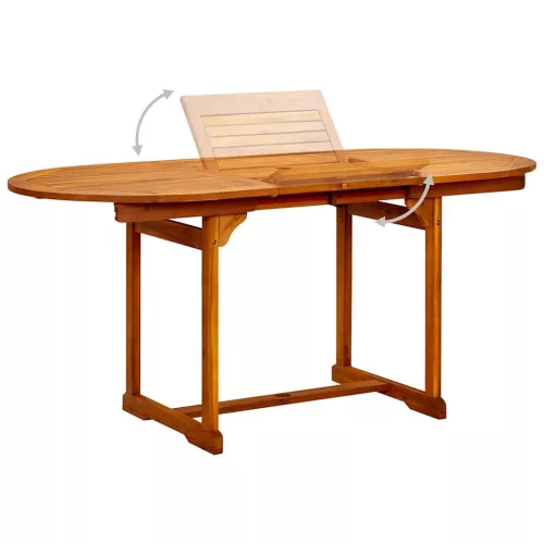  tömör akácfa kerti étkezőasztal (120-170) x 80 x 75 cm