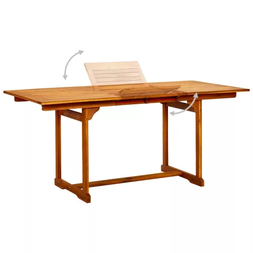  tömör akácfa kerti étkezőasztal (120-170) x 80 x 75 cm