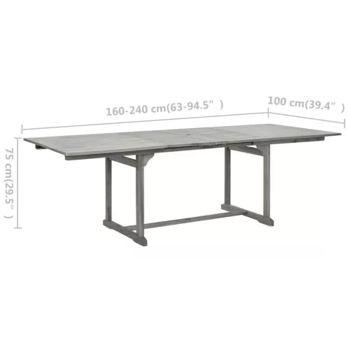  tömör akácfa kerti étkezőasztal (160-240) x 100 x 75 cm