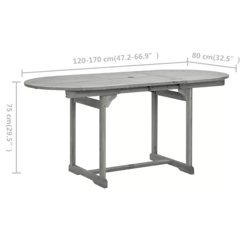  tömör akácfa kerti étkezőasztal (120-170) x 80 x 75 cm