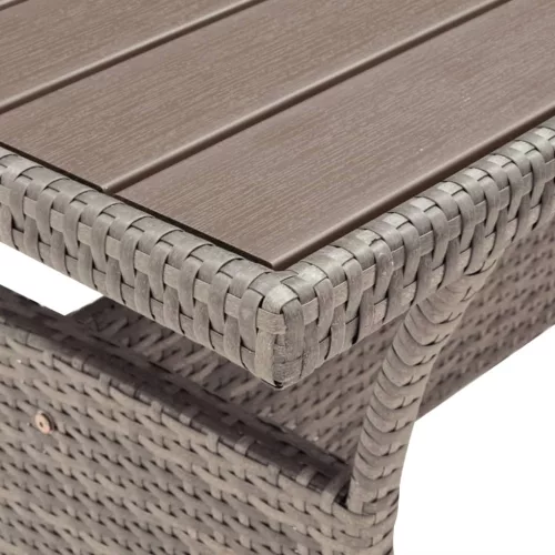  szürke polyrattan kerti asztal 120 x 70 x 66 cm