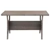  szürke polyrattan kerti asztal 120 x 70 x 66 cm