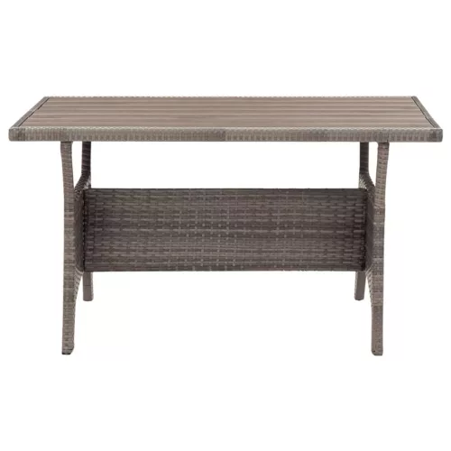  szürke polyrattan kerti asztal 120 x 70 x 66 cm
