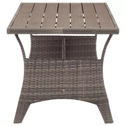  szürke polyrattan kerti asztal 120 x 70 x 66 cm