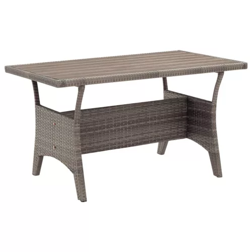  szürke polyrattan kerti asztal 120 x 70 x 66 cm