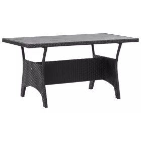  fekete polyrattan kerti asztal 120 x 70 x 66 cm