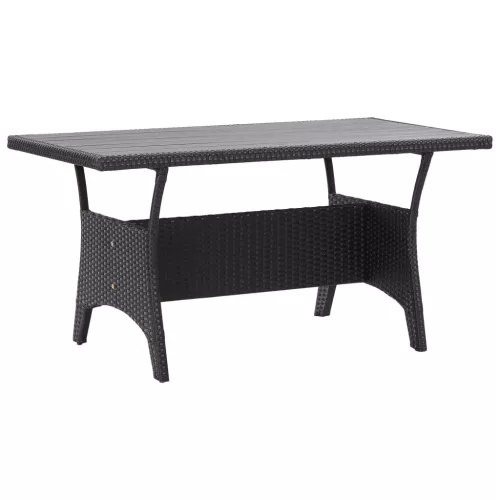  fekete polyrattan kerti asztal 120 x 70 x 66 cm