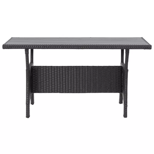  fekete polyrattan kerti asztal 120 x 70 x 66 cm