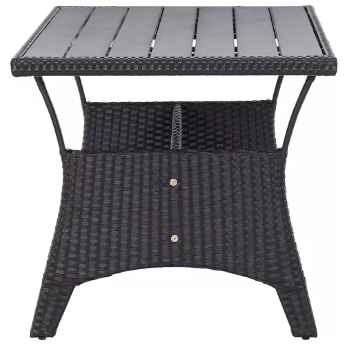  fekete polyrattan kerti asztal 120 x 70 x 66 cm