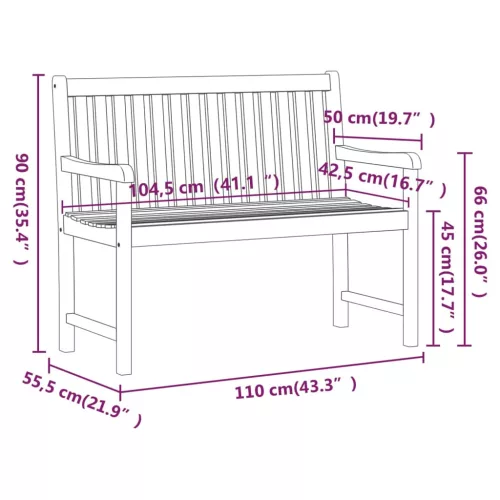  tömör akácfa kerti pad 110 cm