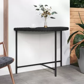  fekete polyrattan kerti asztal 100 x 50 x 75 cm