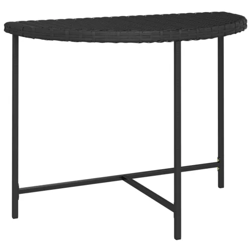  fekete polyrattan kerti asztal 100 x 50 x 75 cm