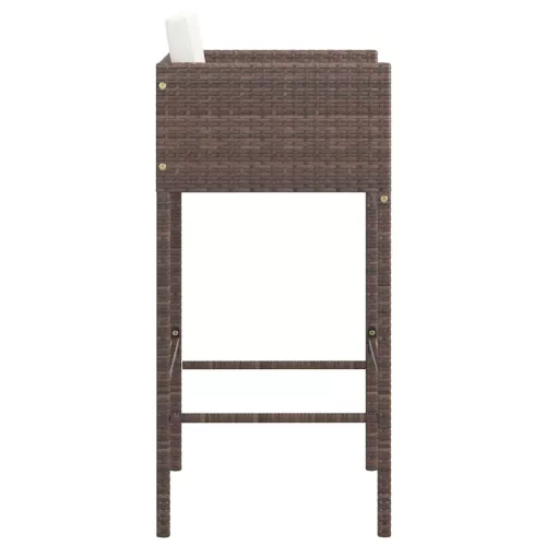  2 db barna polyrattan bárszék párnával