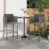  2 db szürke polyrattan bárszék párnával