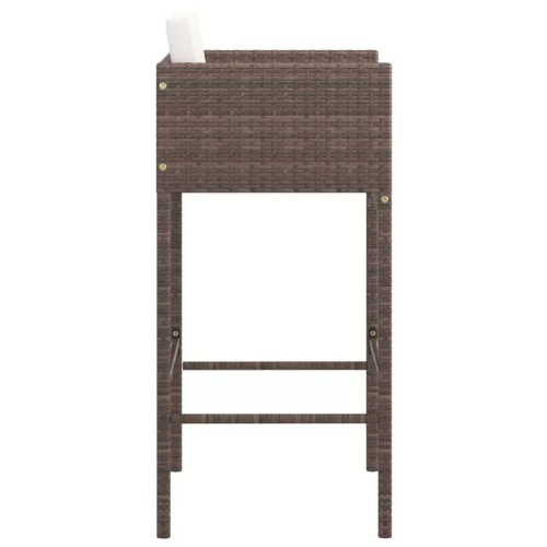  4 db barna polyrattan bárszék párnákkal