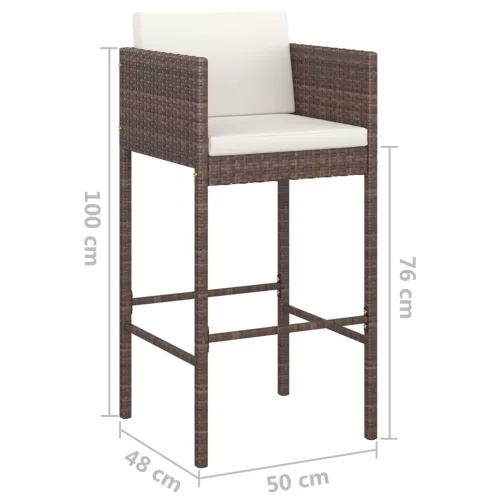  4 db barna polyrattan bárszék párnákkal