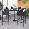  4 db fekete polyrattan bárszék párnával