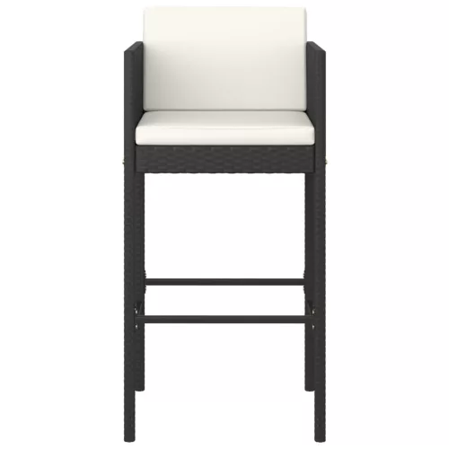  4 db fekete polyrattan bárszék párnával