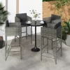  4 db szürke polyrattan bárszék párnával