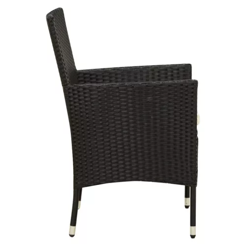  2 db fekete polyrattan kerti szék párnával