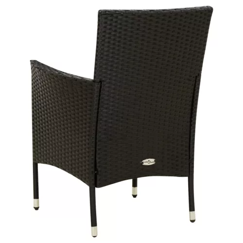 2 db fekete polyrattan kerti szék párnával