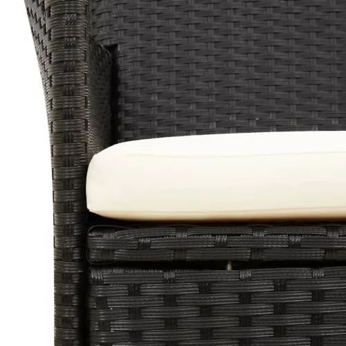  2 db fekete polyrattan kerti szék párnával