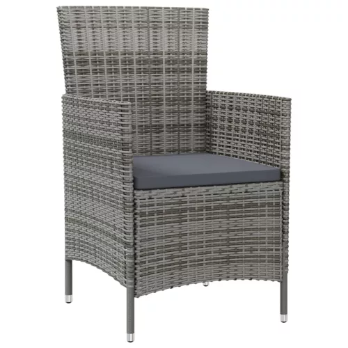  2 db szürke polyrattan kerti szék párnával