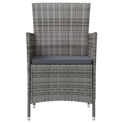  2 db szürke polyrattan kerti szék párnával