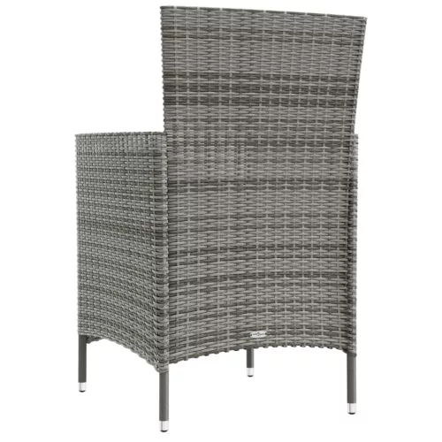  2 db szürke polyrattan kerti szék párnával