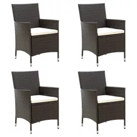  4 db barna polyrattan kerti szék párnával