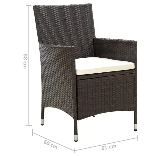  4 db barna polyrattan kerti szék párnával