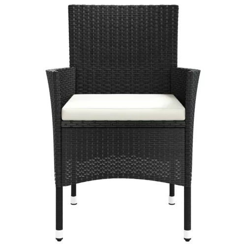  4 db fekete polyrattan kerti szék párnával