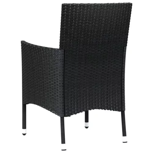  4 db fekete polyrattan kerti szék párnával