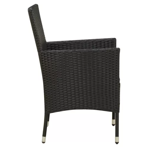  4 db fekete polyrattan kerti szék párnával