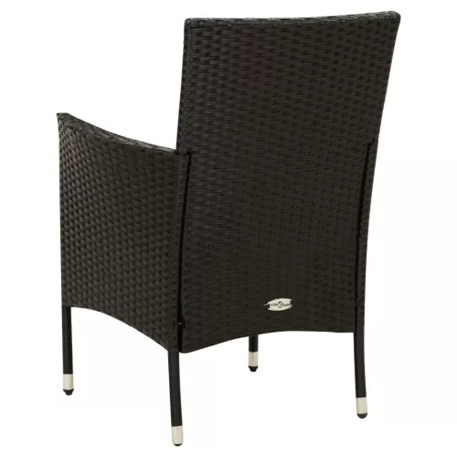  4 db fekete polyrattan kerti szék párnával