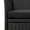  4 db fekete polyrattan kerti szék párnával