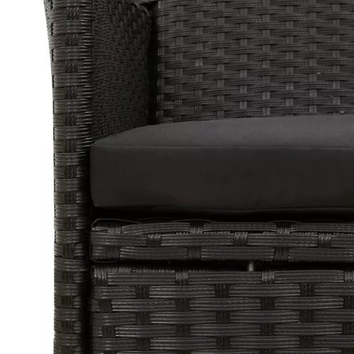  4 db fekete polyrattan kerti szék párnával