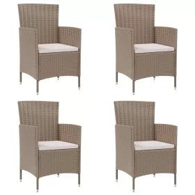  4 db bézs polyrattan kerti szék párnával