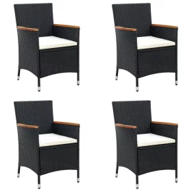  4 db fekete polyrattan kerti étkezőszék