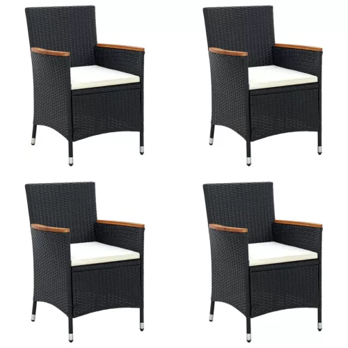  4 db fekete polyrattan kerti étkezőszék