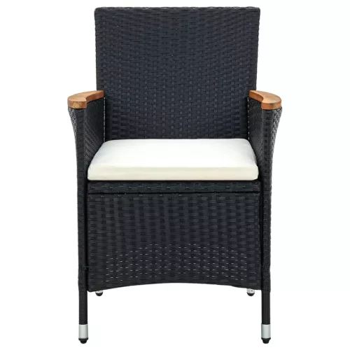  4 db fekete polyrattan kerti étkezőszék