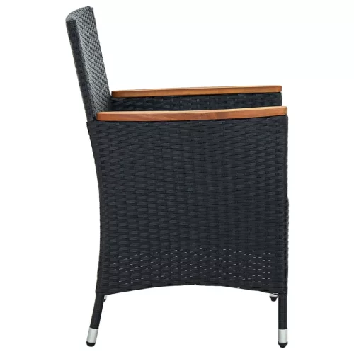  4 db fekete polyrattan kerti étkezőszék