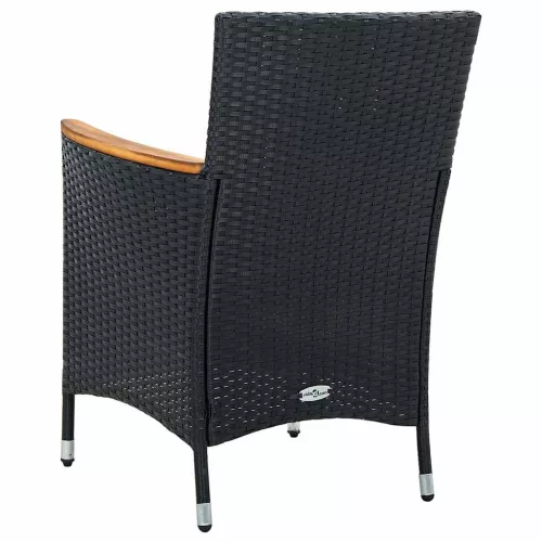  4 db fekete polyrattan kerti étkezőszék