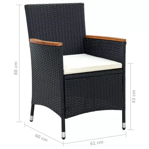  4 db fekete polyrattan kerti étkezőszék