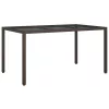  barna polyrattan és edzett üveg kerti asztal 150 x 90 x 75 cm